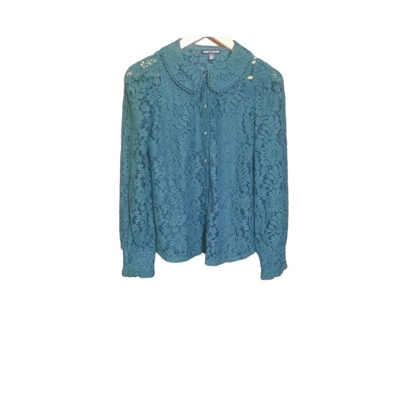 Cable & Gauge Womens Forrest Green 2 Piece Lace Top and Tank Set Size Small - Picture 9 of 9